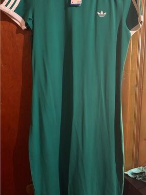 Women’s Adidas Emerald Green Tee Dress with White Trim